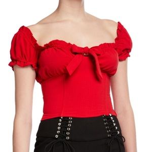 I.AM.GIA Red Naomi Tie-Front corset top